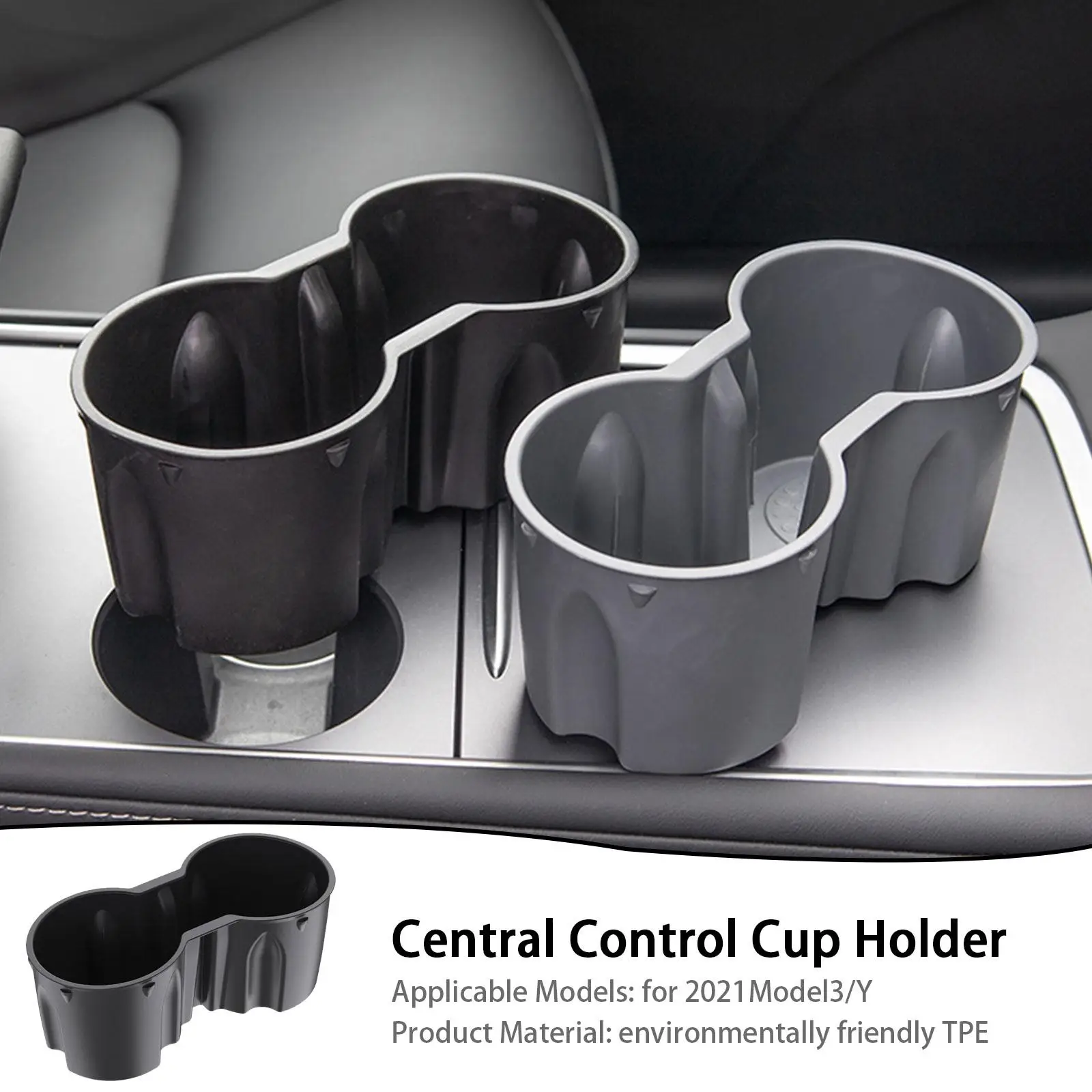 

For Tesla Model 3/Y Storage Box Round Water Cup Holder Non-toxic Tasteless Center Cover Console Accessories Compatible 2023