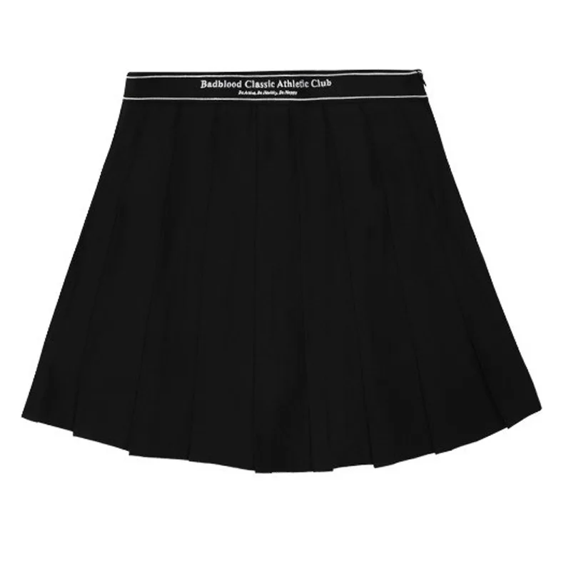 2023 new badblood top cotton white short-sleeved t-shirt women's round neck loose shoulder black pleated skirt