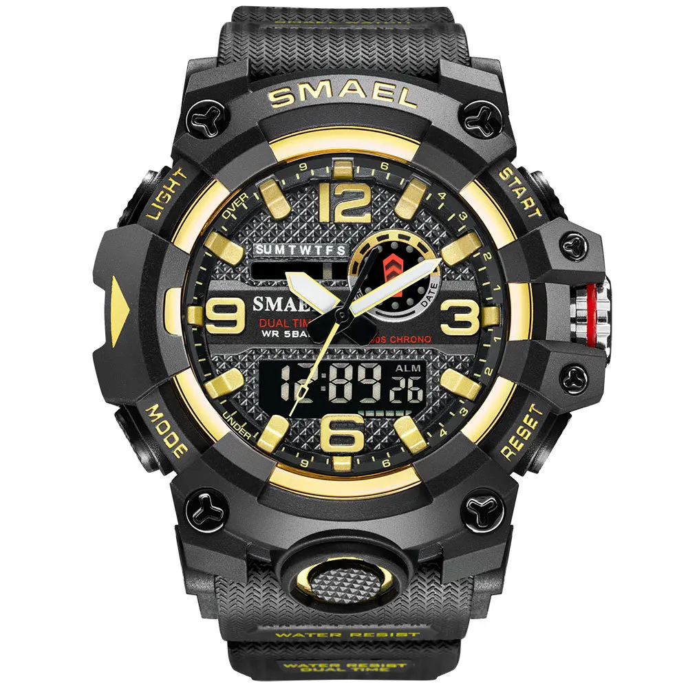 

SMAEL Men Quartz Sport Watches Waterproof Digital LED Display Analog Alarm Clock Student Stopwatch Military Wristwatch for Male