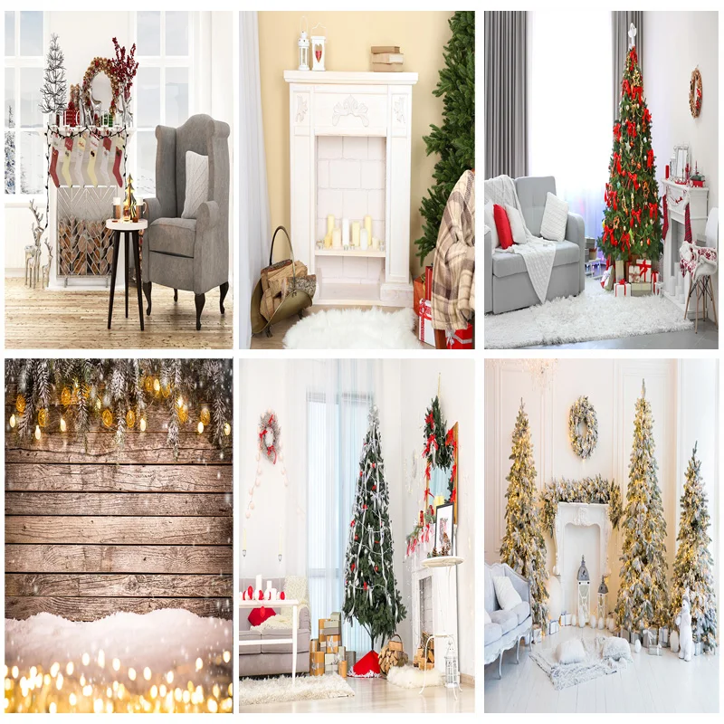 

ZHISUXI Christmas Photography Background Fireplace Christmas tree Backdrops For Photo Studio Props 211110 HS-14
