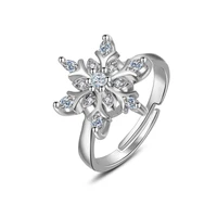 anglang luxury snowflake design adjustable rings for women white cubic zirconia dance party finger ring special girl gifts