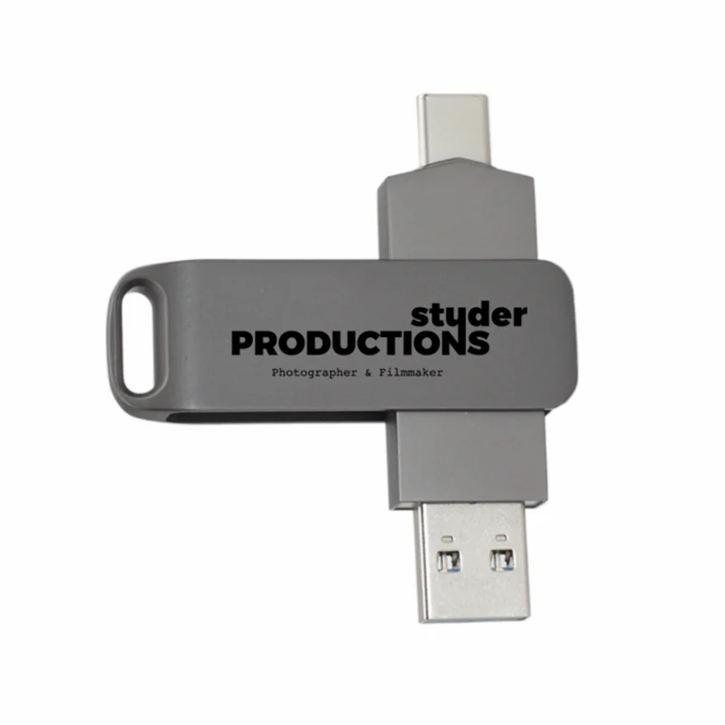 

2022 Brand New Metal Rotating OTG Flash Disk USB3.0+Type-C High-speed dual-use interface Free Custom LOGO