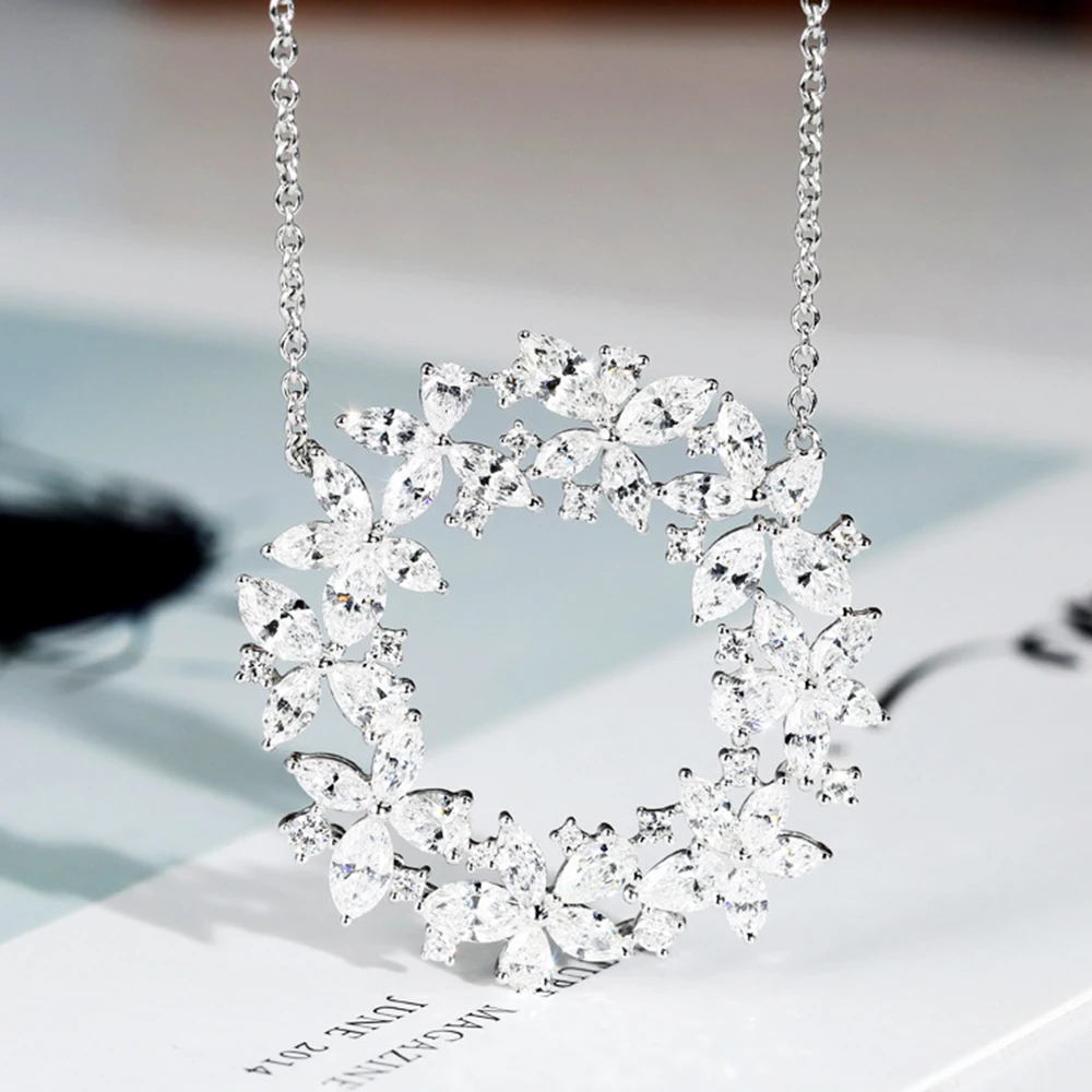 

Женское Ожерелье WPB премиум класса, блестящее круглое цветочное Кластерное ожерелье, женское роскошное ювелирное изделие, блестящий циркон, дизайн, подарок для девушки, новинка