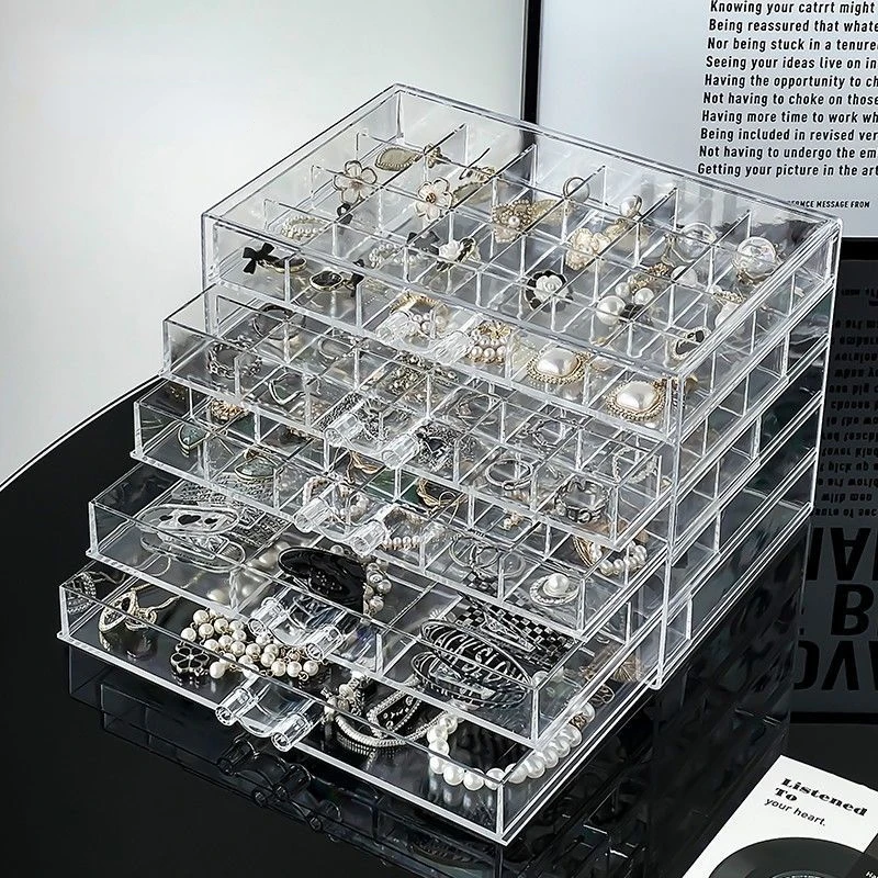 

New Art Display Nail Stand Boxes Stackable Grids Earring Drawer 31/72/79/120 Acrylic Jewelry Storage Organizer Earbuds