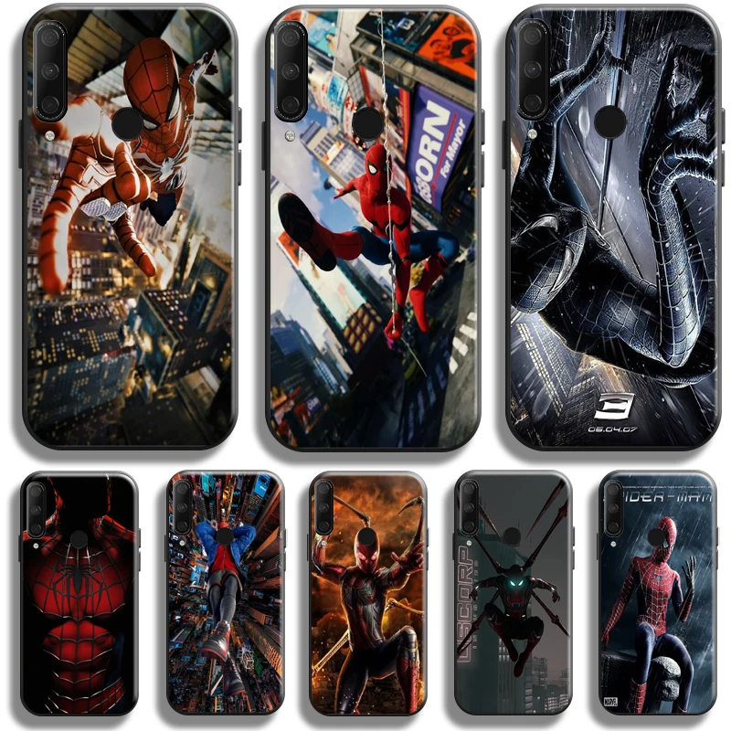Avengers Spiderman Phone Case For Huawei Honor 8X Honor 10X 9X Pro Lite Carcasa Back Coque TPU Black Liquid Silicon
