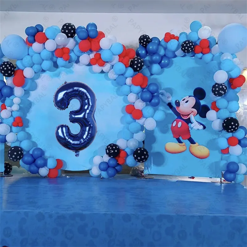 

188pcs Disney Mickey Mouse Party Balloons Arch Garland Kit 32inch Blue Red Number Foil Balloon Kids Birthday Decoration Globos