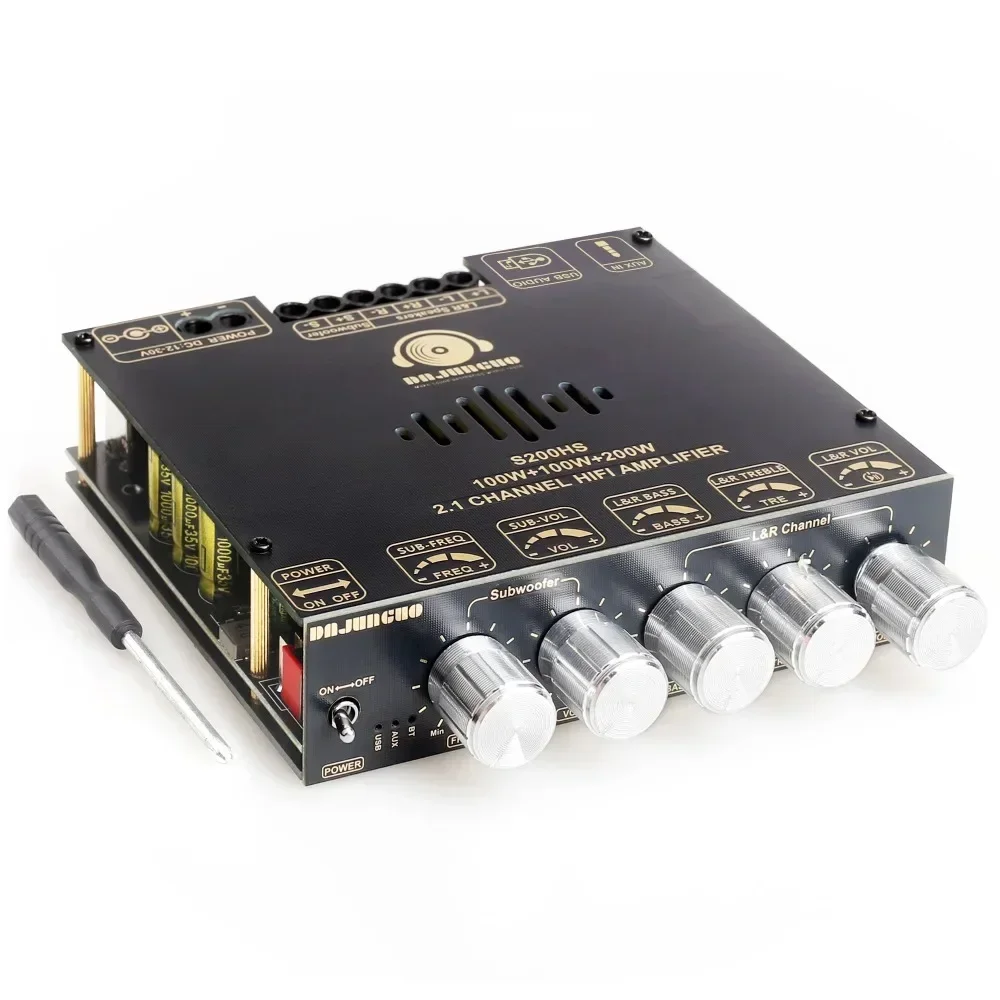 2*100 Вт + 200 плата усилителя мощности Bluetooth 2 1 канала класса D USB звуковая карта