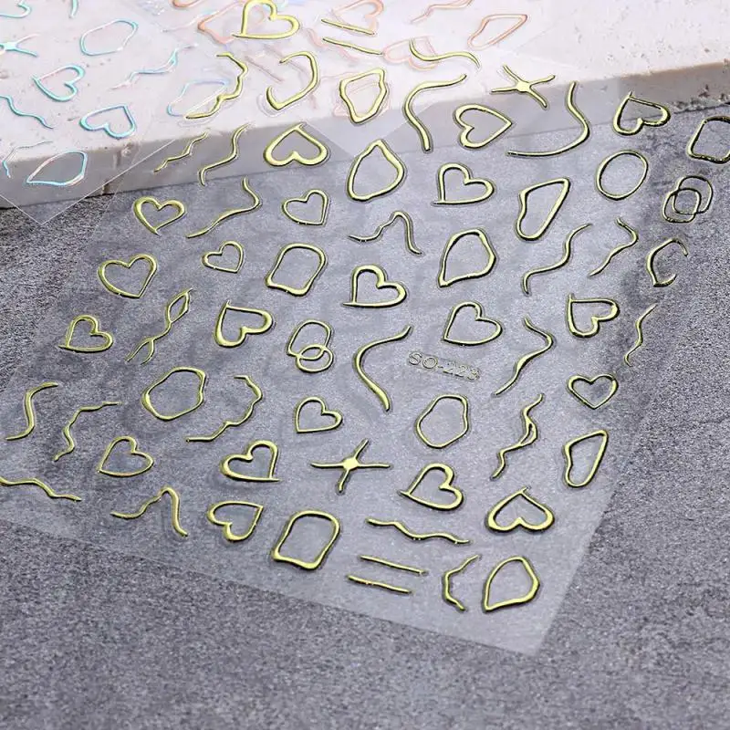 Новая наклейка для ногтей простая французская лазерная роза мед персик любовь