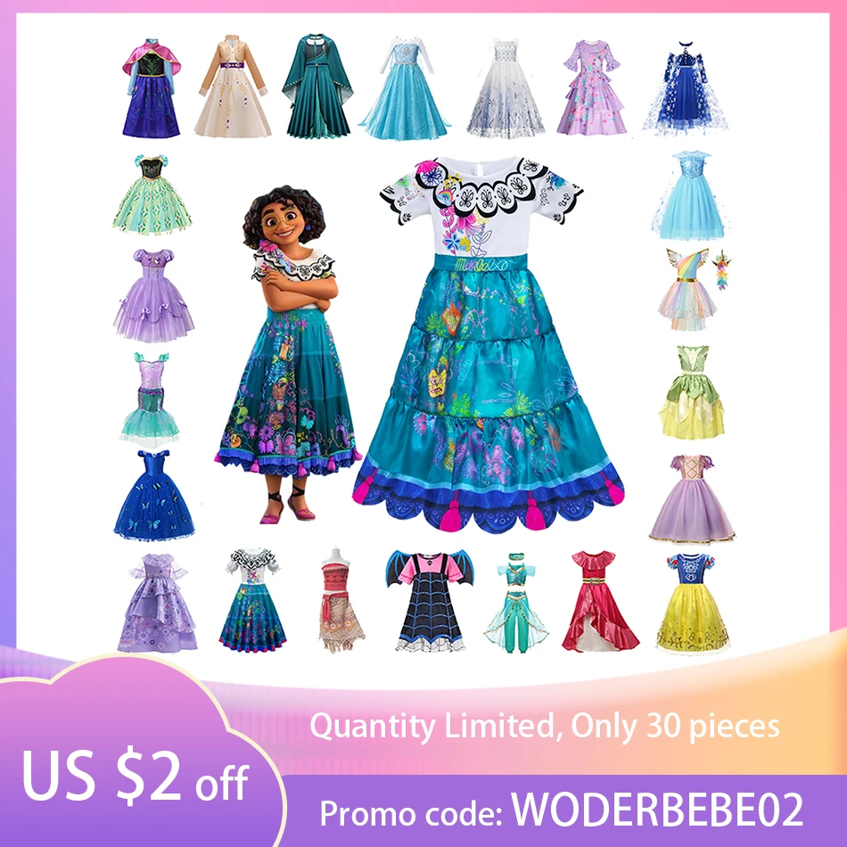 Disney Encanto Princess Costume Frozen Anna Elsa Isabela Mirabel Snow ...