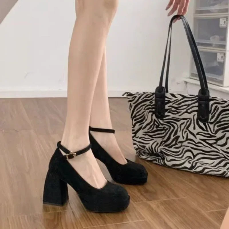 Новые розовые женские туфли Мэри Джейн на каблуке с пряжкой вечерние высоком