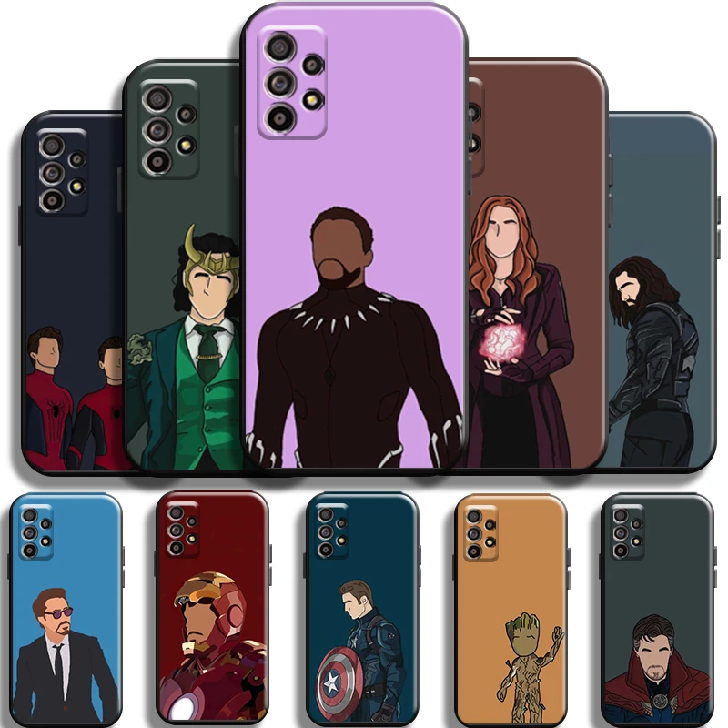 

Marvel Comics Avengers Phone Case For Samsung Galaxy A52 4G A52 5G Black Carcasa Soft Cover Cases Coque Funda TPU