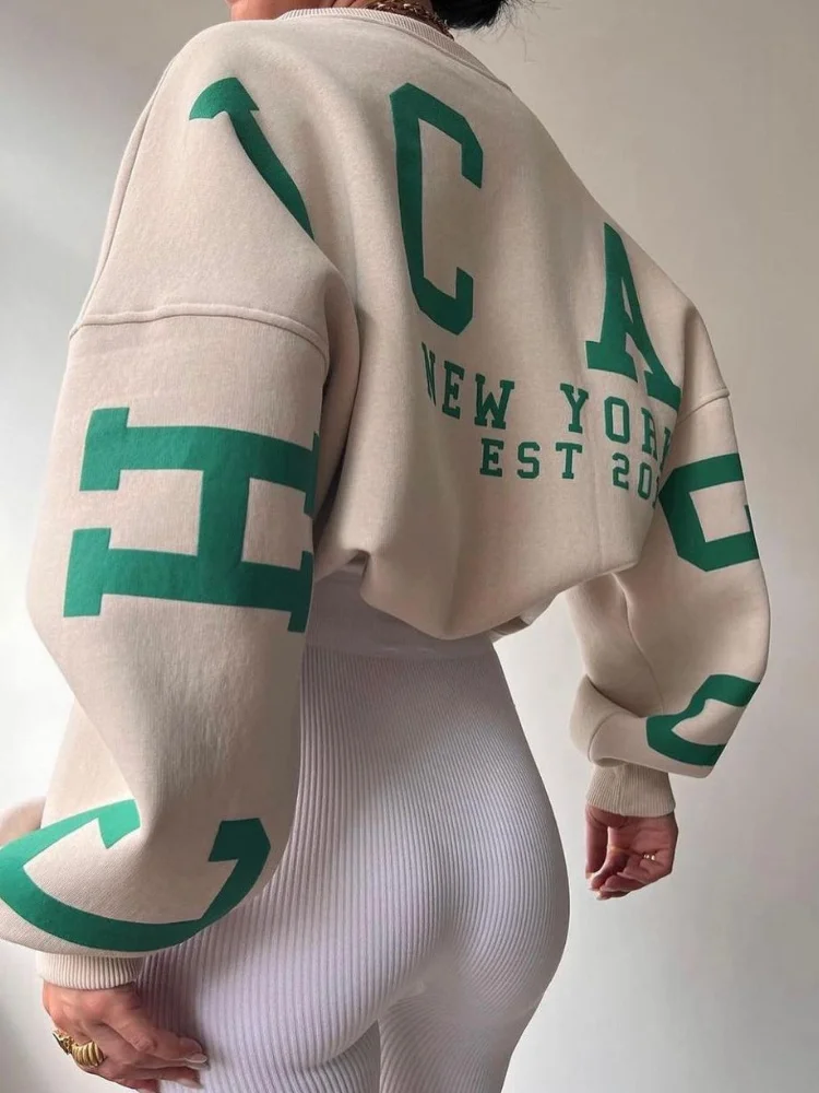 

Женский Свободный свитшот с длинным рукавом и круглым вырезом