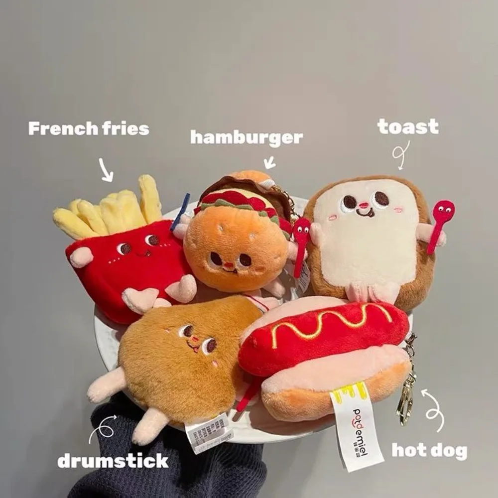

Cute French Fries Hamburger Plush Pendant Bag Accessories Cartoon Creative Couple Keychain Funny Plush Keychain Kawaii Keychain