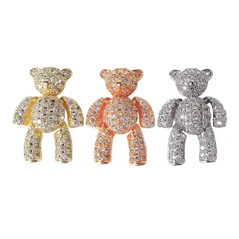 Искусственный бриллиант Золотой/Серебряный/Розовый Золотой медведь украшения для дизайна ногтей аксессуары