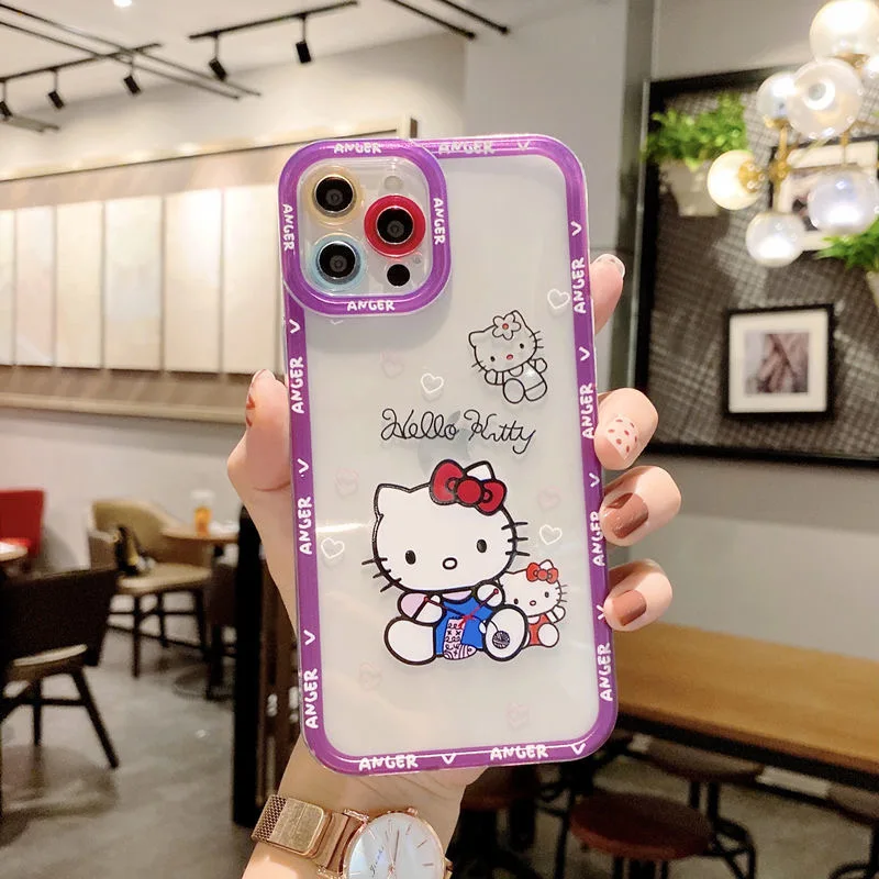 

Sanrio Hello Kitty KT Cat Phone Cases For IPhone 13 12 11 Pro Max XR XS MAX 8 X 7 SE 2022 Cover Y2k Cute Girl Women Aesthetic