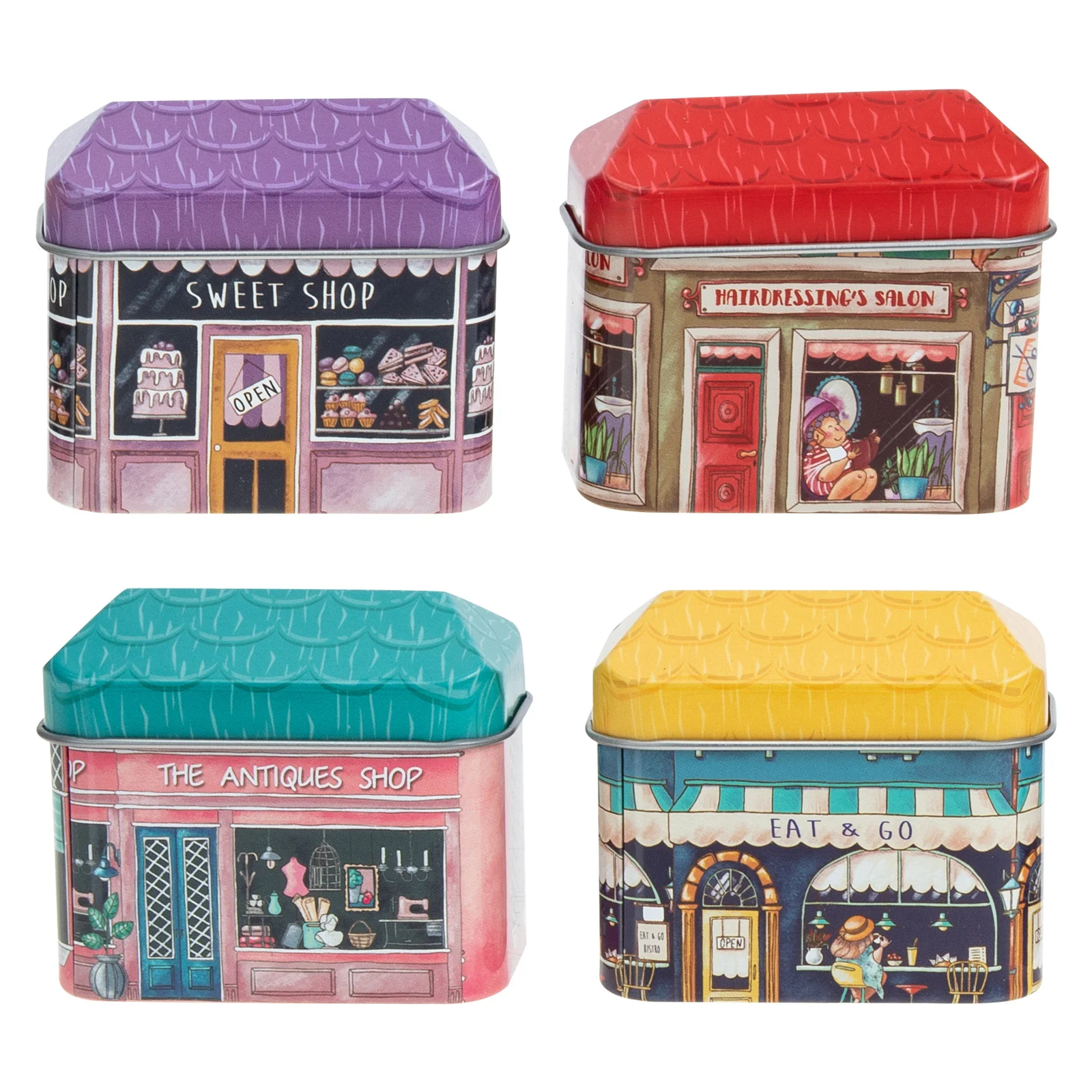 

4Pcs Dried Fruit Boxes Tea Leaf Boxes Candy Tinplate Boxes Household Tin Boxes (Random Pattern)