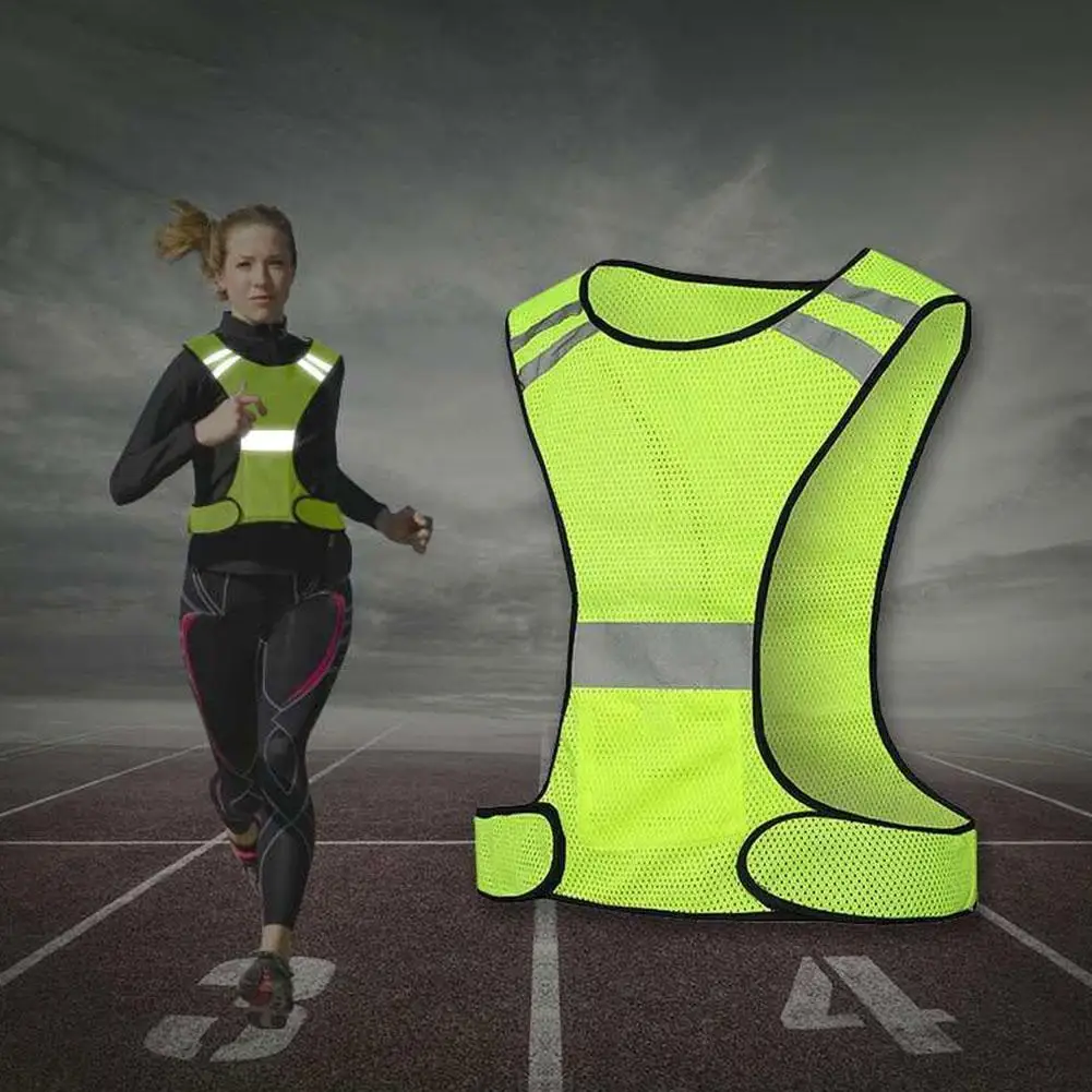 Hot Reflective Vest High Visibility Breathable Safety Vest Fluorescent Mesh Vest Suitable for Night Running Cycling Sports L8H7