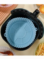 silicone air fryer liners baking tray replacement reusable air fryer pot basket mat round cooking utensils grill pan accessorie