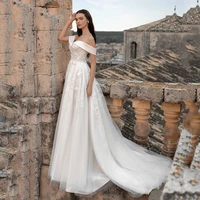 elegant appliques sweetheart tulle wedding dress off the shoulder sweep train bridal gown vestido de novia custom made 2022