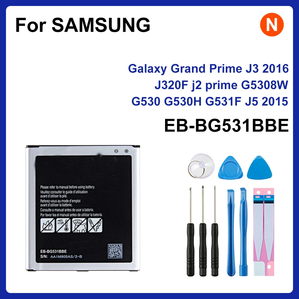 

SAMSUNG Orginal EB-BG531BBE EB-BG530CBE Battery 2600mAh For Samsung Galaxy Grand Prime J3 2016 j2 prime G5308W G530 G531F