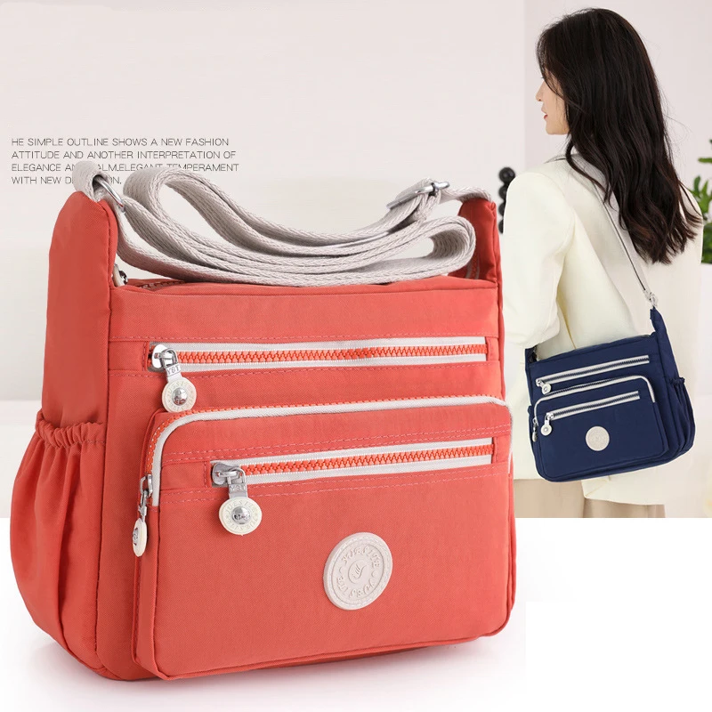 Casual Large Capacity Handbags 2023 New Waterproof Nylon Women Shoulder Crossbody Bag Ladies Simple Multilayer Travel Bags