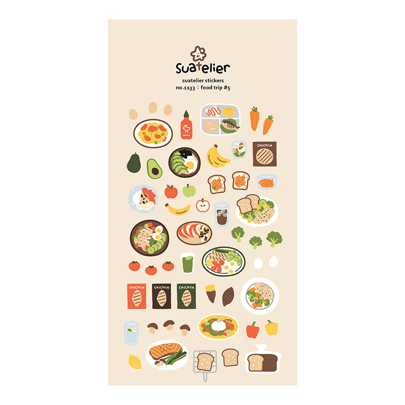1PC Food Trip Series Korean Sonia Sticker Cute Toast Salad Broccoli DIY Decorative Scrapbooking Diary Stationery Stickers - купить по