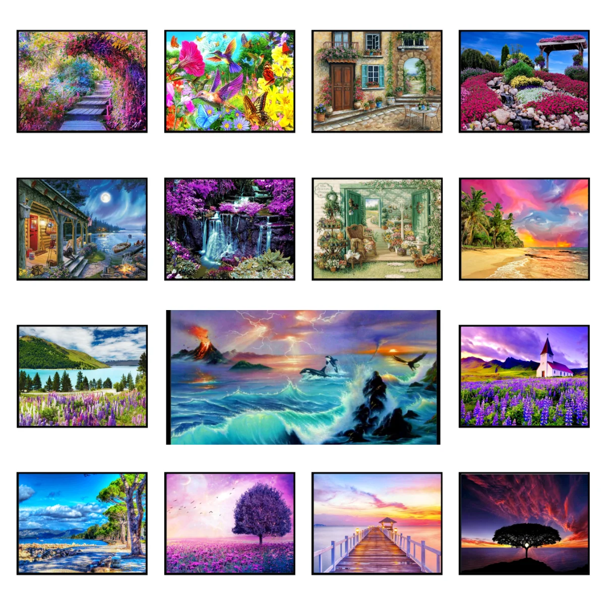 

5D DIY Diamond Painting Lighthouse Mosaic Diamond Embroidery Seaside Scenery Flower and Bird Home Decoration Painting Gift