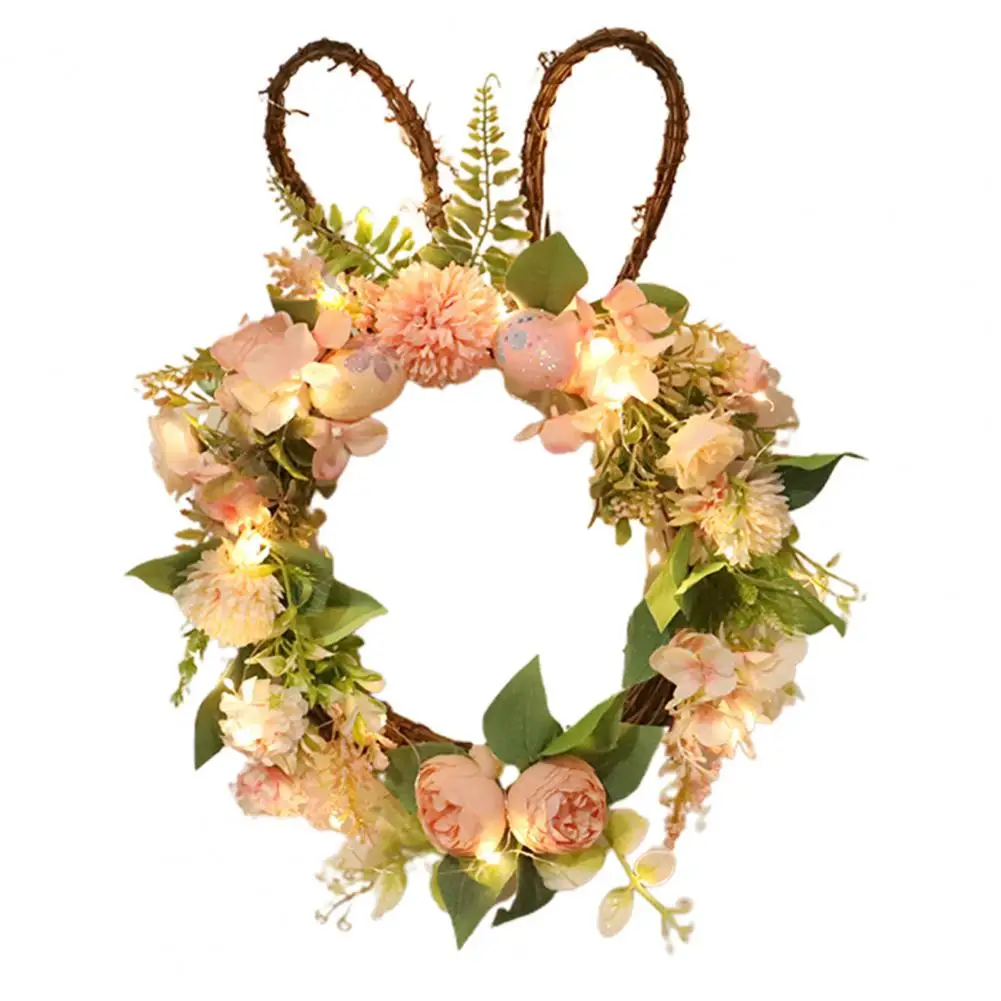 

Rattan Garland Lightweight Easter Wreath Egg Embellished Front Door LED Glowing Fake Garland Pendant Create Atmosphere