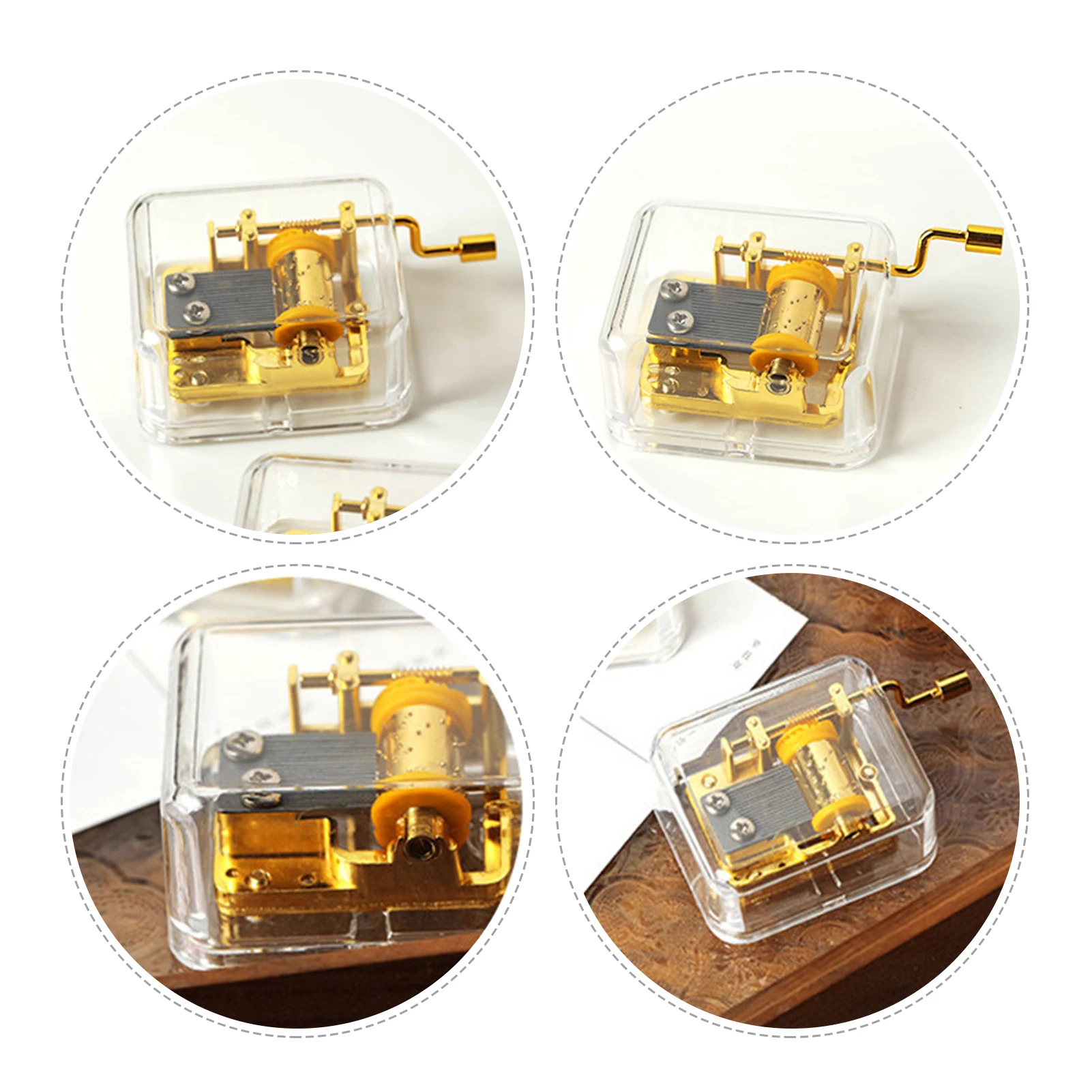 

Mini Mechanical Hand Crank Square Music Box 18 Notes Birthday Gift Creative Gifts Crafts Kids DIY Music Box for Christmas Gift