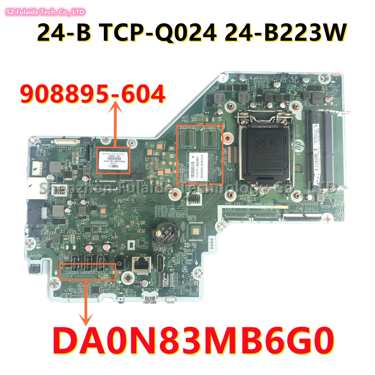 

DA0N83MB6G0 для HP Pavilion TCP-Q024 24-B 24-B223W, материнская плата все в одном, поддерживает только технические характеристики ЦП 908895-604