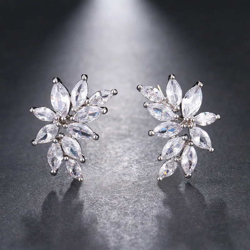 

Flowerbride Trendy Anti-allergic Girls Cubic Zircon Earring Charm Water Drop Earring Women Stud Bridal Wedding Jewelry Gift