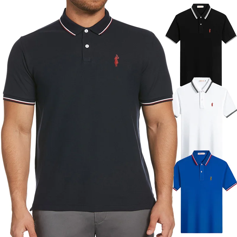 

Рубашка-поло мужская с коротким рукавом, хлопок 100%, повседневная одежда с логотипом лошади, лето