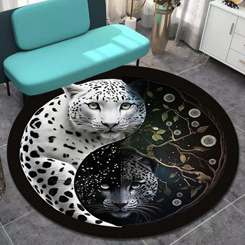 Круглый ковер с изображением дракона тигра леопарда животных Сплетницы