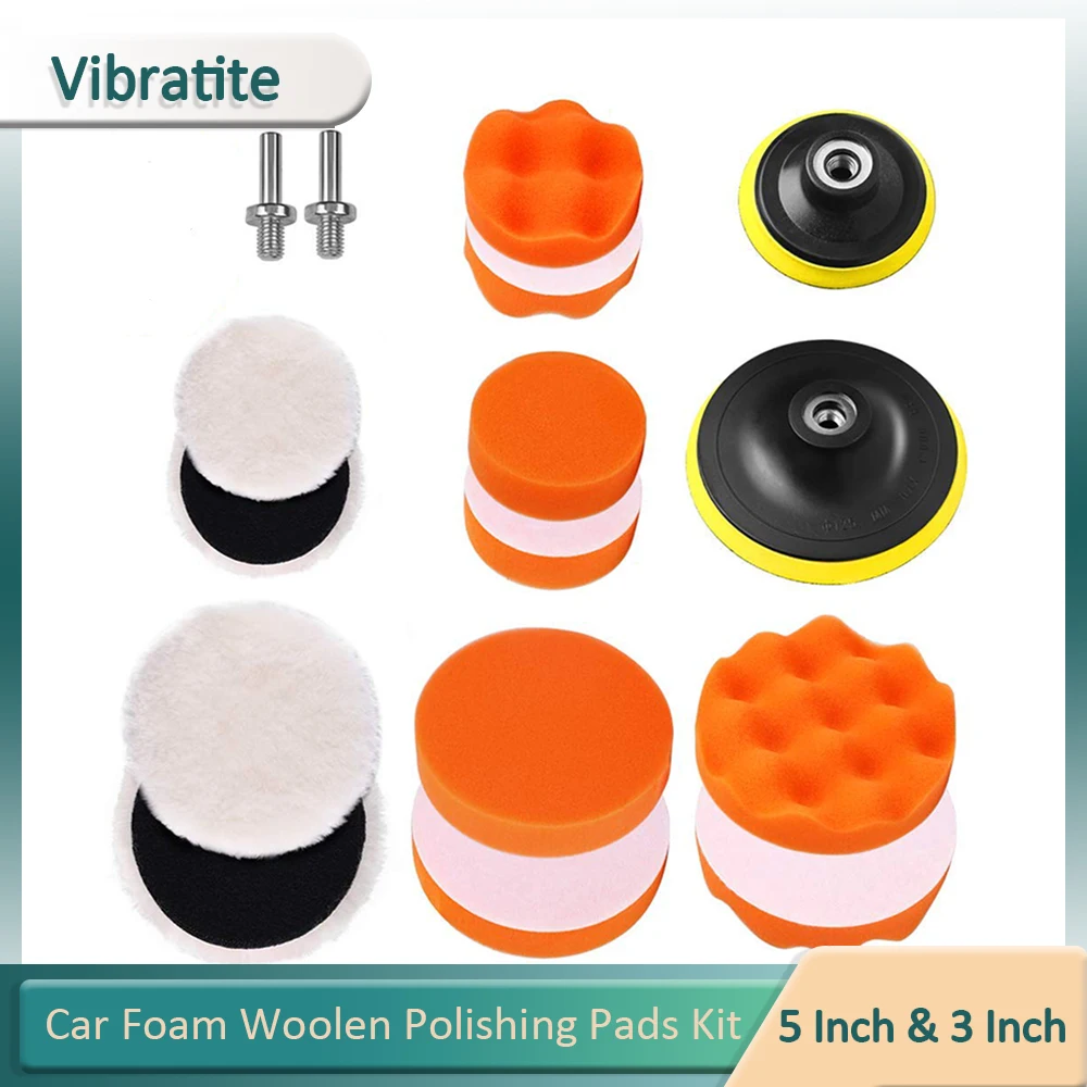 

5 Inch&3 Inch Drill Buffing Sponge Pads Car Foam Woolen Polishing Pads Kit for Car Buffer Polisher Sanding Waxing Sealing Glaze