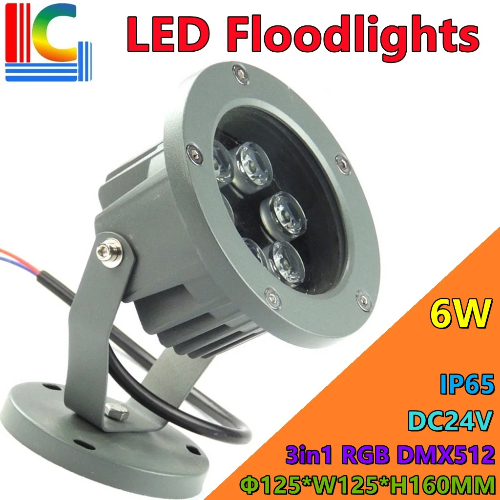 

6W 18W LED Floodlights IP65 Outdoor Waterproof 12V 24V 85-265V DMX512 RGB multicolor Spotlight gardening lamps Park lightin