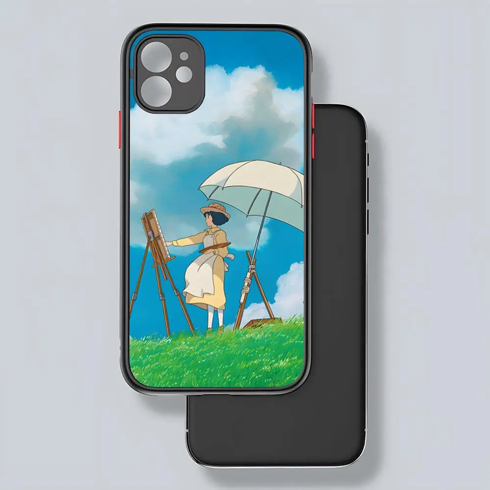 Чехол для телефона с подъемом ветра в стиле аниме матовый прозрачный 16 15 iPhone 12 11 13