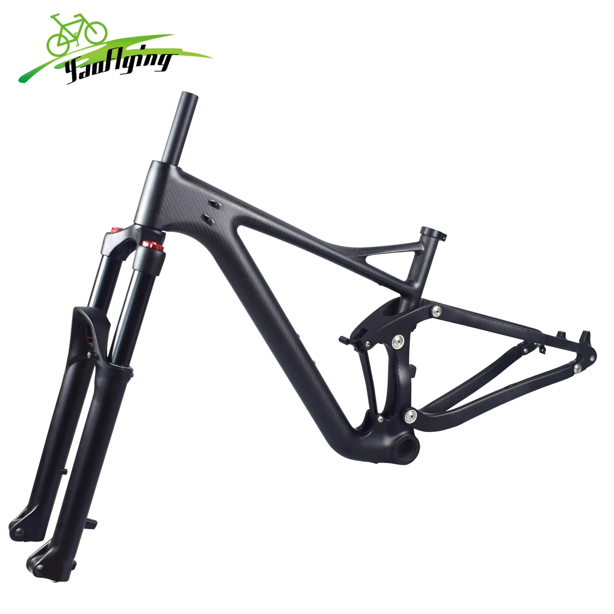 Фрейм для горного велосипеда Yaoflying Frame Carbon 29er с задней подвеской, внутренней проводкой кабелей и креплением дискового тормоза, в комплекте с вилкой.