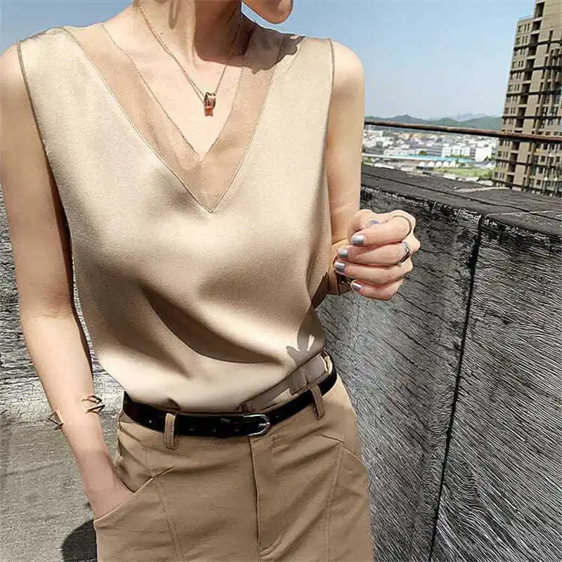 

Ladies Stretch Shirts Strappy Vest Blouse Plain Sleeveless Cami Tank Tops Womens