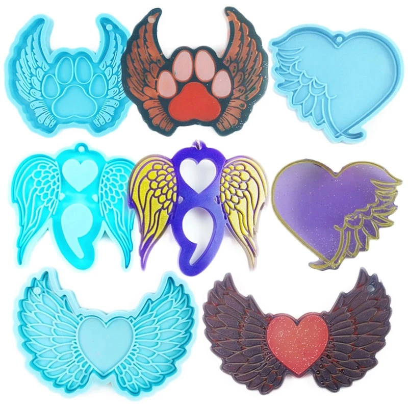 

DIY Love Angel Wings Ornament Silicone Epoxy Mold DIY Keychain Pendant Jewelry Crafting Mould for Valentine Love Gift