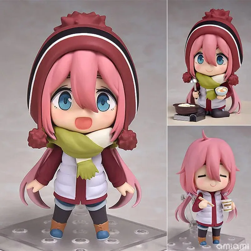 

10cm Q version Laid-Back Camp Anime Figure Kakamigahara Nadeshiko Shima Rin PVC Action Figure collectible model toys kid gift