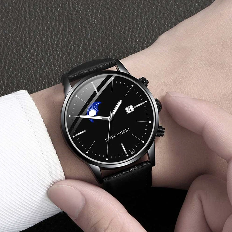 

2022 Watches Men Fashion Sport Stainless Steel Case Leather Strap Watch Quartz Business Wristwatch Reloj Hombr Relogio Masculino