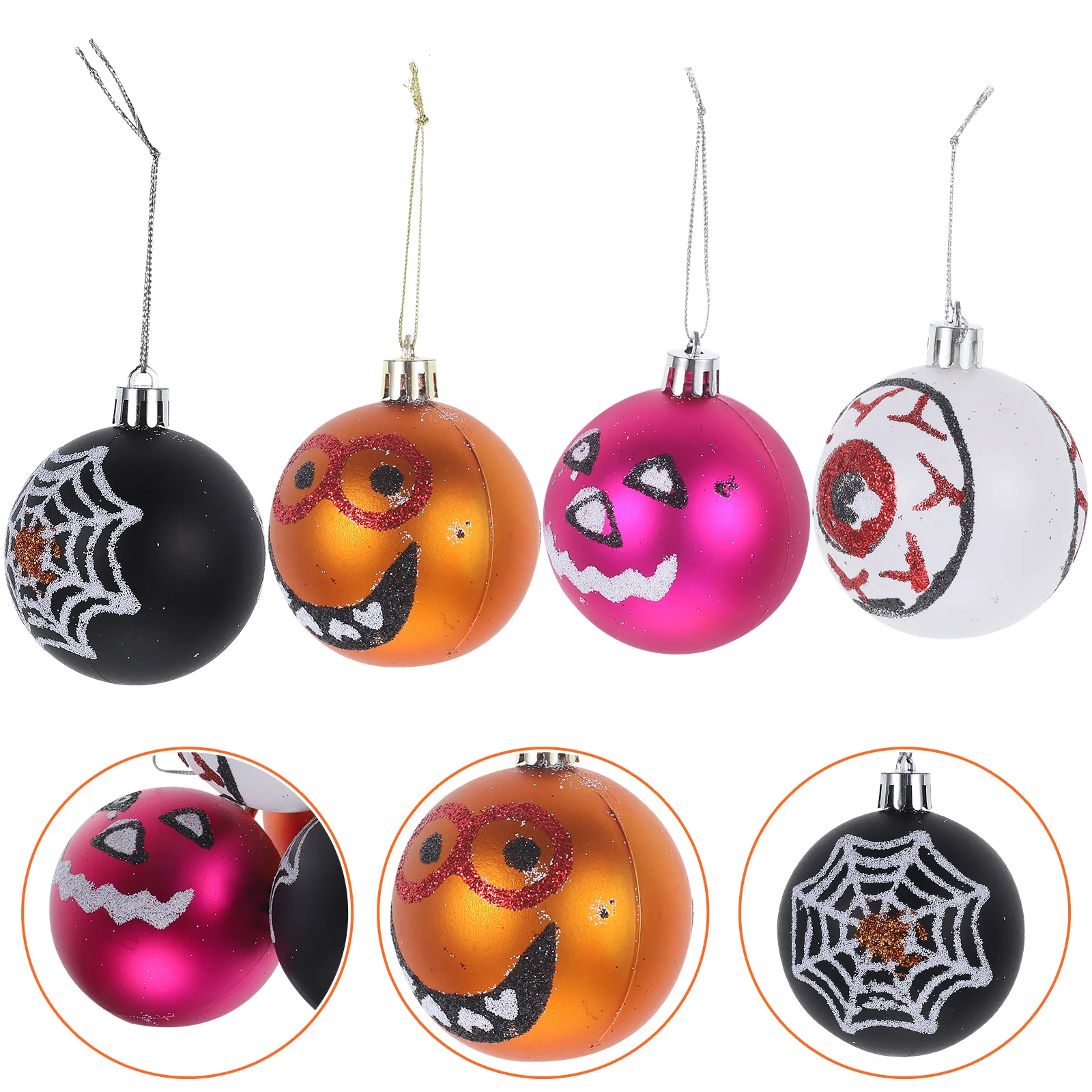 

12 Pcs Halloween Decorations Ball Ornaments Party Decors Props Hanging Balls Tree Supplies Decorative