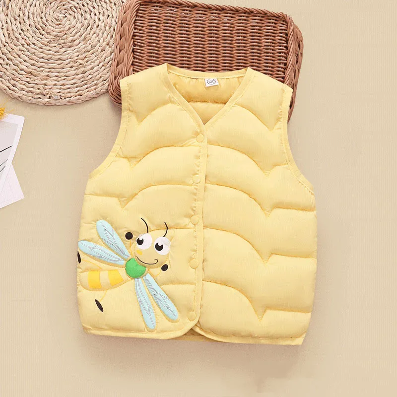 

Autumn Winter Boys Girls Sleeveless Down Waistcoat Outerwear Cute Cartoon Thick Warm Outdoors Sports Fashion Vest for Boy