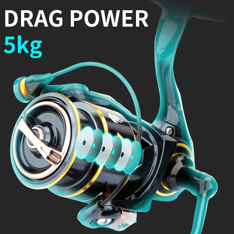 Катушка рыболовная компактная карбоновая с винтом и ручкой 5 кг