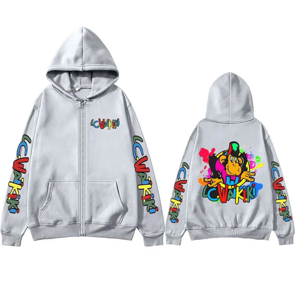 Толстовка Lc Waikiki с рисунком обезьяны на молнии мужская куртка забавным
