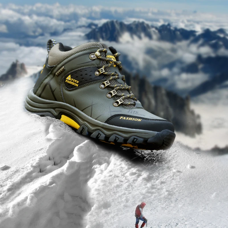 Outdoor Waterproof Sneakers For Men Keep Warm Snow Botas Hombre Winter Boot Leather Soft Winter Hiking Sneakers For Men 2022 New