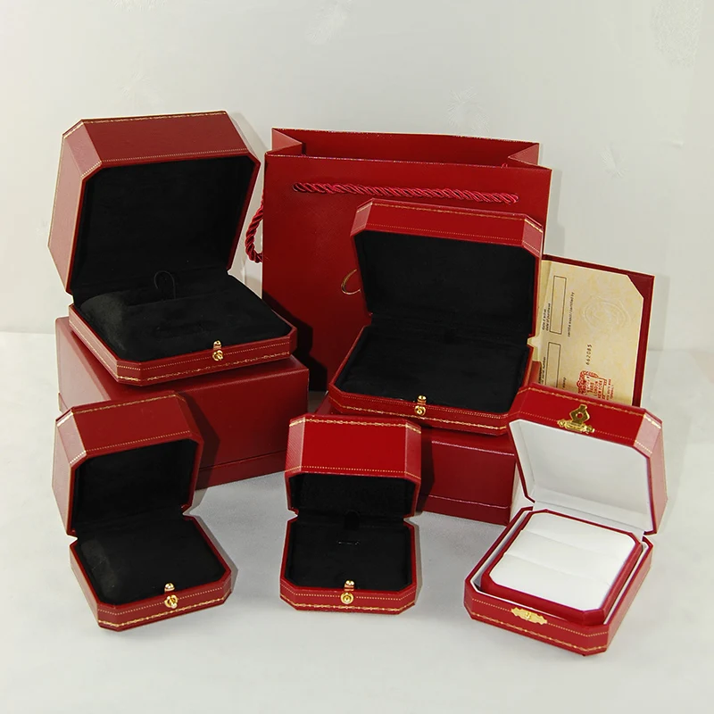 brand jewellery wedding ring red box Luxury jewelry gift packaging organizer necklace earring holder Octagon Bracelet package