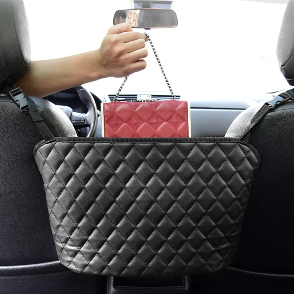 

Purse Holder for Cars Between Seats,Car Purse holder,Leather Handbag Holder For Car Front Seat,Barrier For Backseat Pets Kids