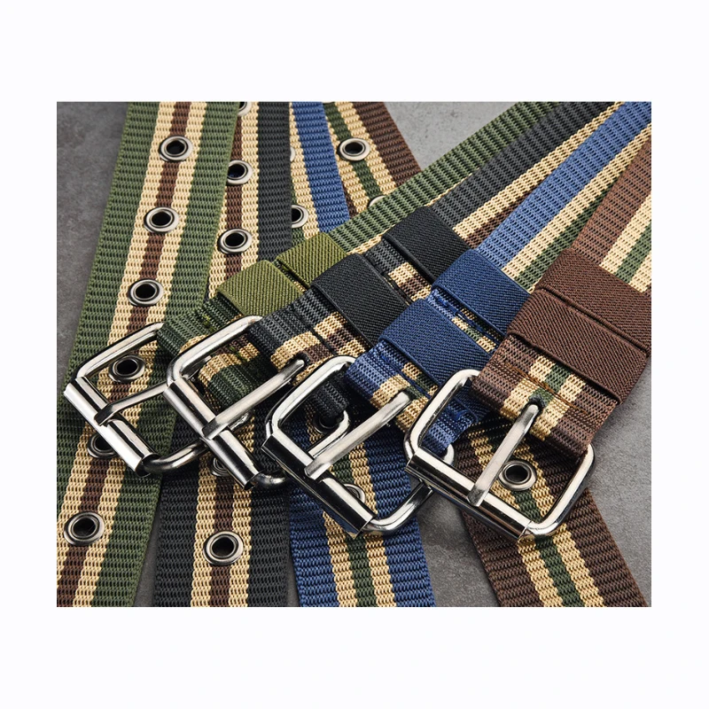 

3.8cm Outdoor Canvas Men's Belt Woven Alloy Pin Buckle Sports Overalls Belt for Men Wholesale