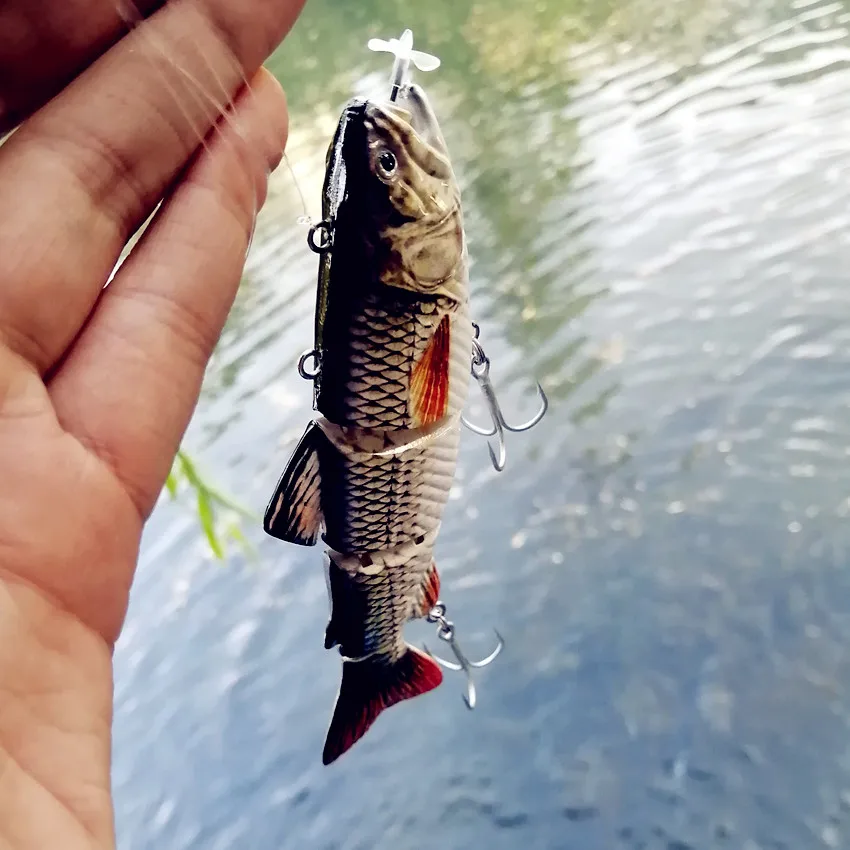 5.12inch/5.3inch  Electric Fishing Lure USB Charging Bait 4Section Swimbait Crankbait  Pesca Tackle Vivid Fish